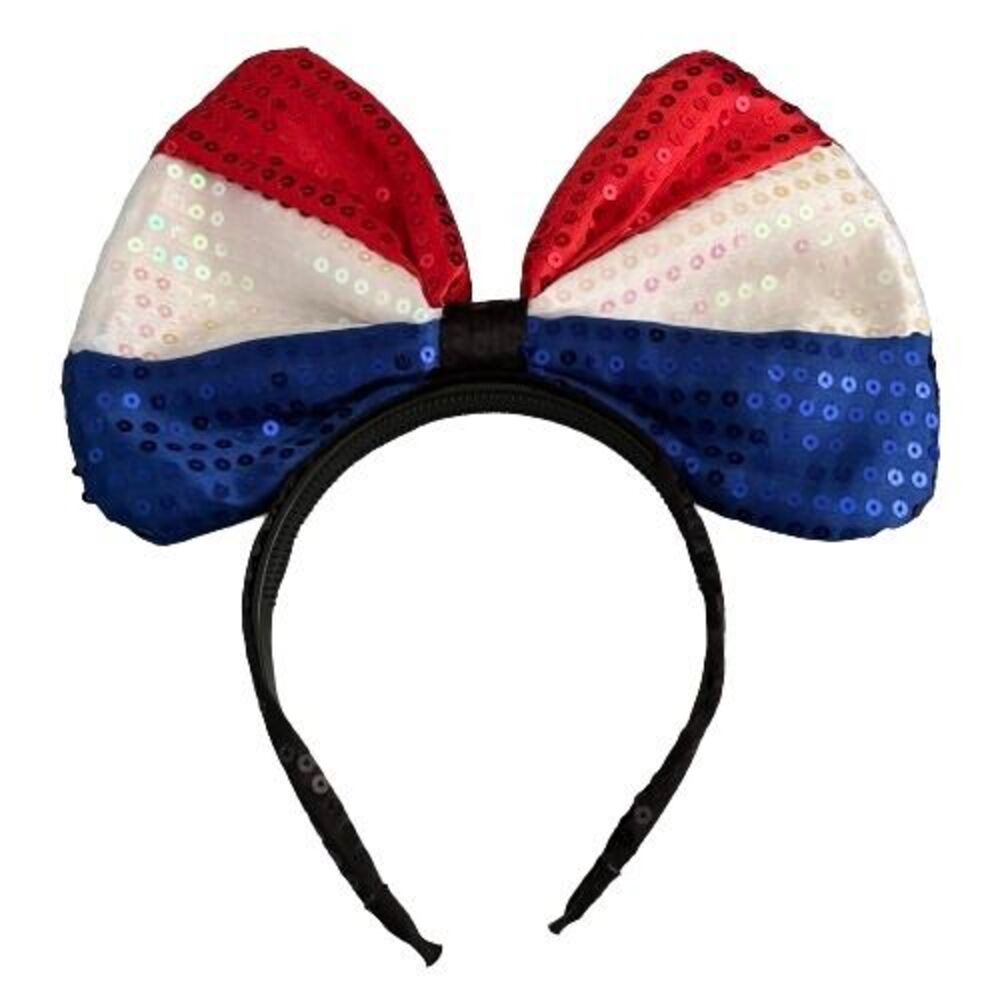 Patriotic Events Forth Of July Sequined Mouse Ears Red/White/Blue  9.5' x 7"